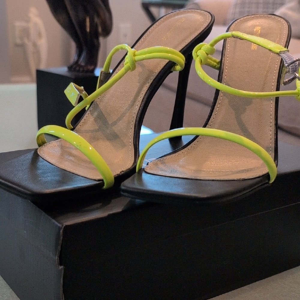 Women's Neon Yellow Strappy Heels